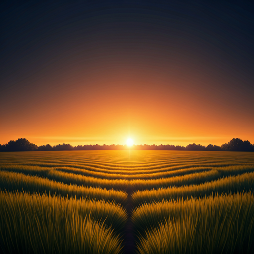 Vast atmospheric open field at sunrise with soft golden and rose light